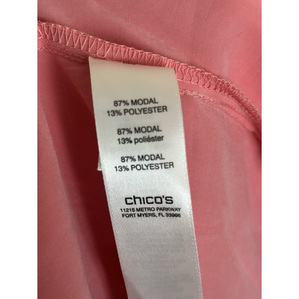Chicos 2 Womens Large Button Up Shirt Salmon Pink Coastal Beach Summer Casual - Picture 3 of 6